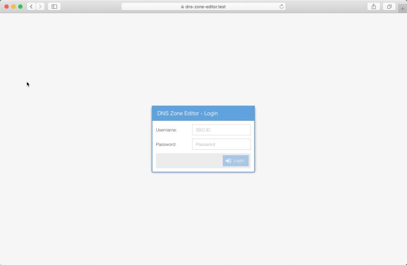 DNS Zone Editor - Login Panel