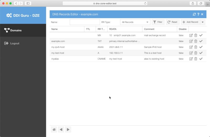 DNS Zone Editor - Record View